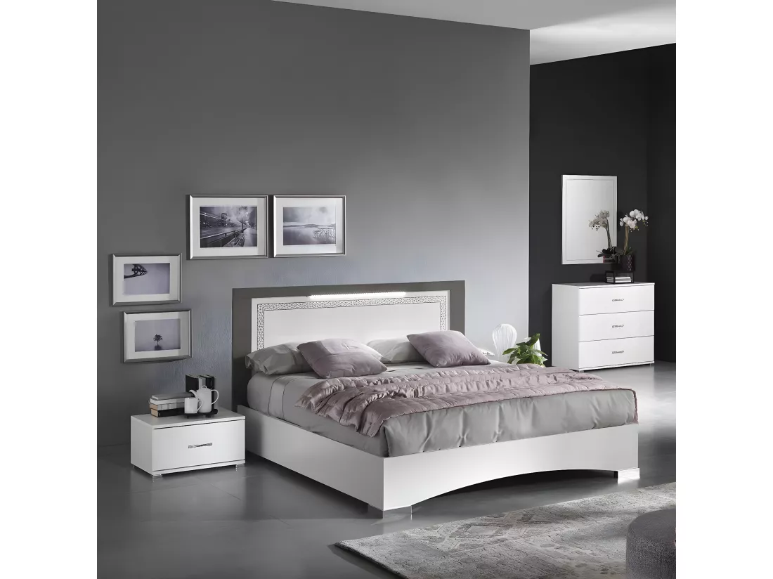 FADILY - Chambre Complète 160x200 avec Armoire 4 Portes