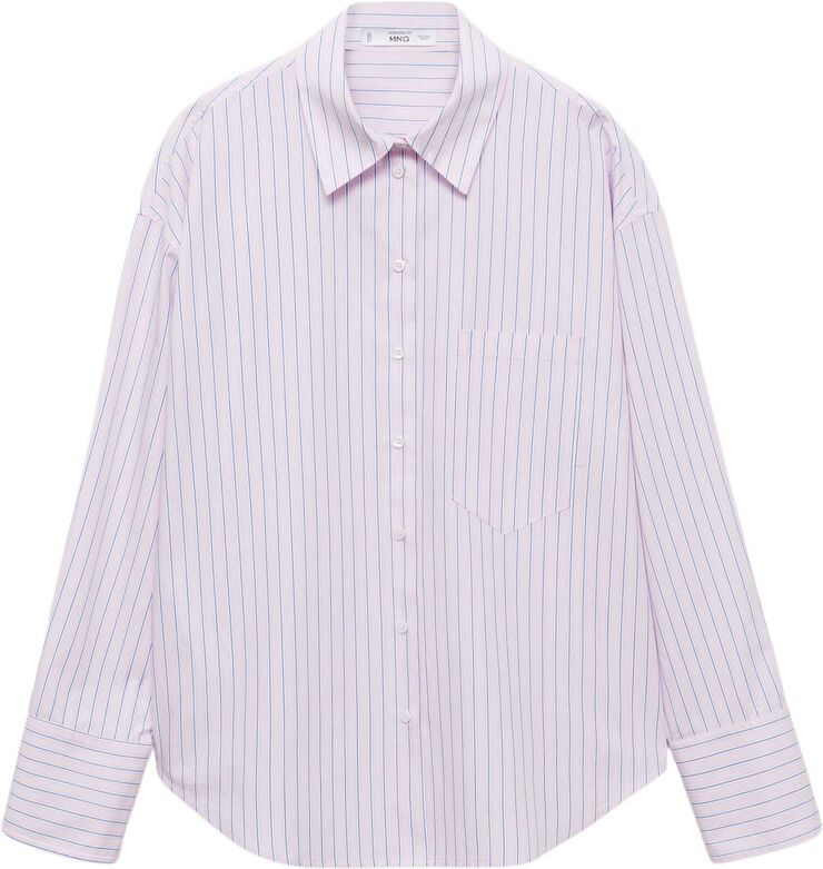MANGO Striped cotton shirt Pink