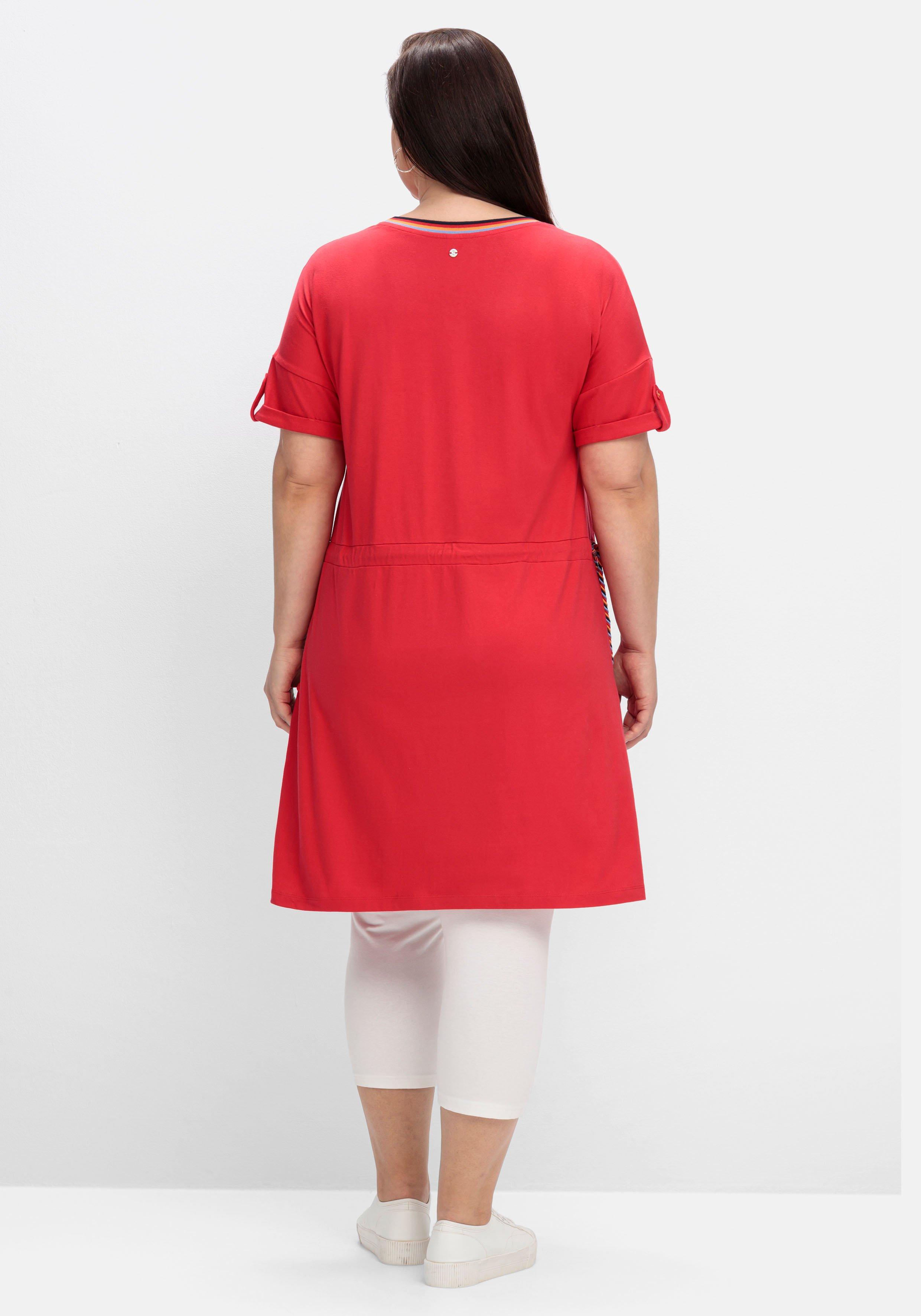 Jerseykleid mit Ringelbündchen und Tunnelzug