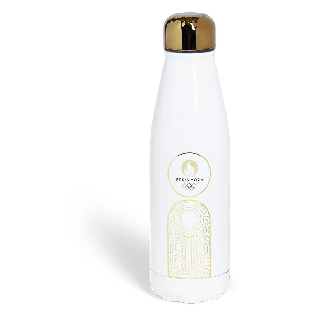 Bouteille isotherme métal et plastique blanc JO Paris 2024 50cL