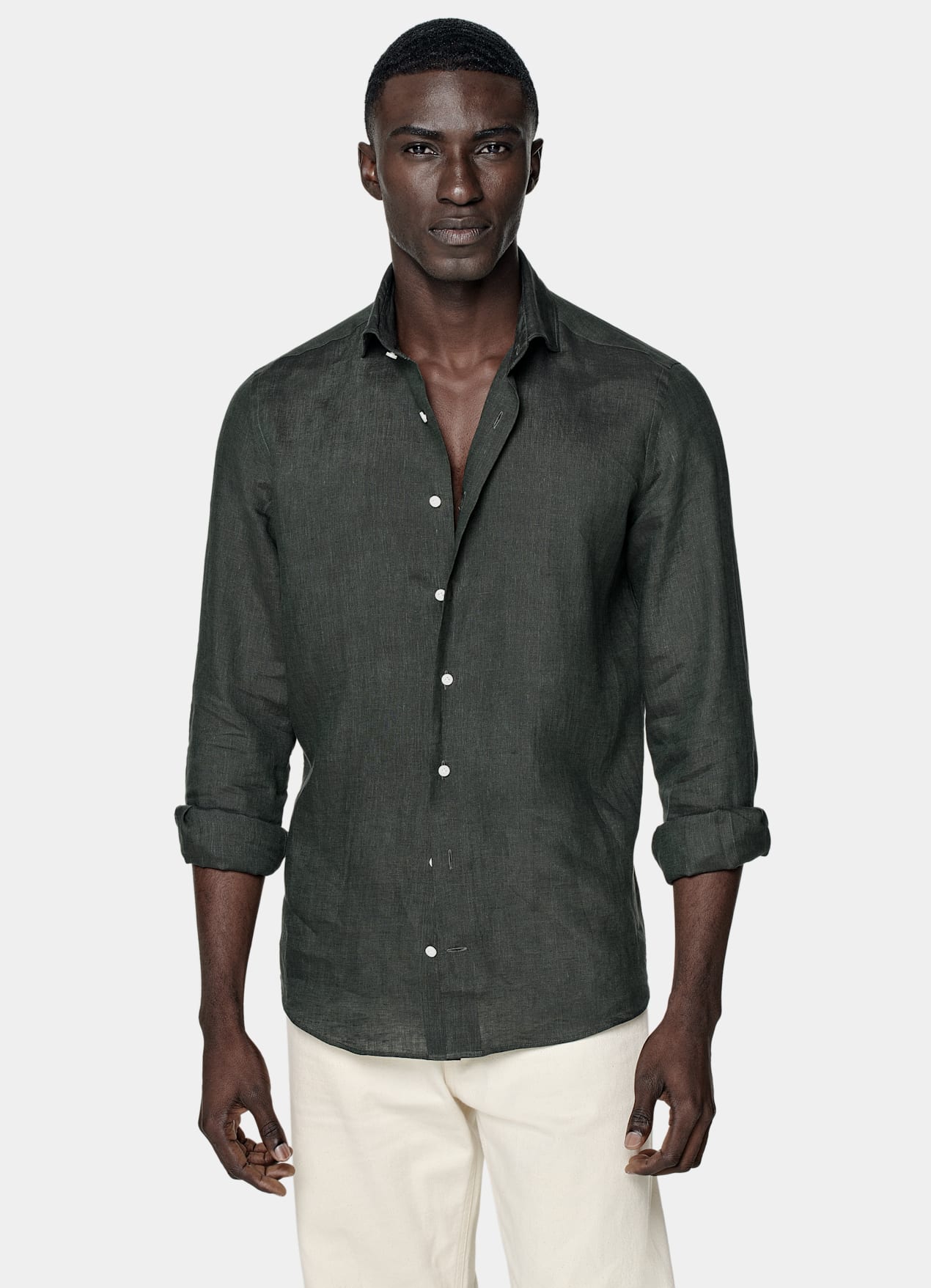 Chemise coupe ajustée vert foncé