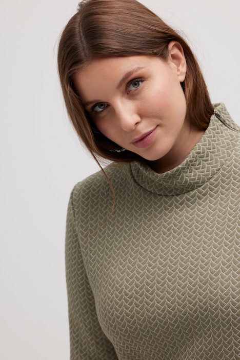 Sweatshirt, Jacquard, Stehkragen, 3/4-Arm, Biobaumwolle