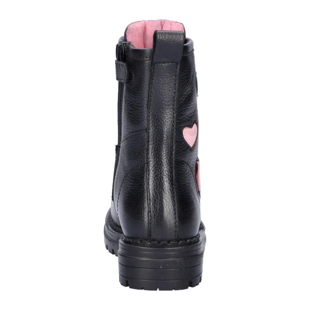 Nelson Kids leren veterboots zwart