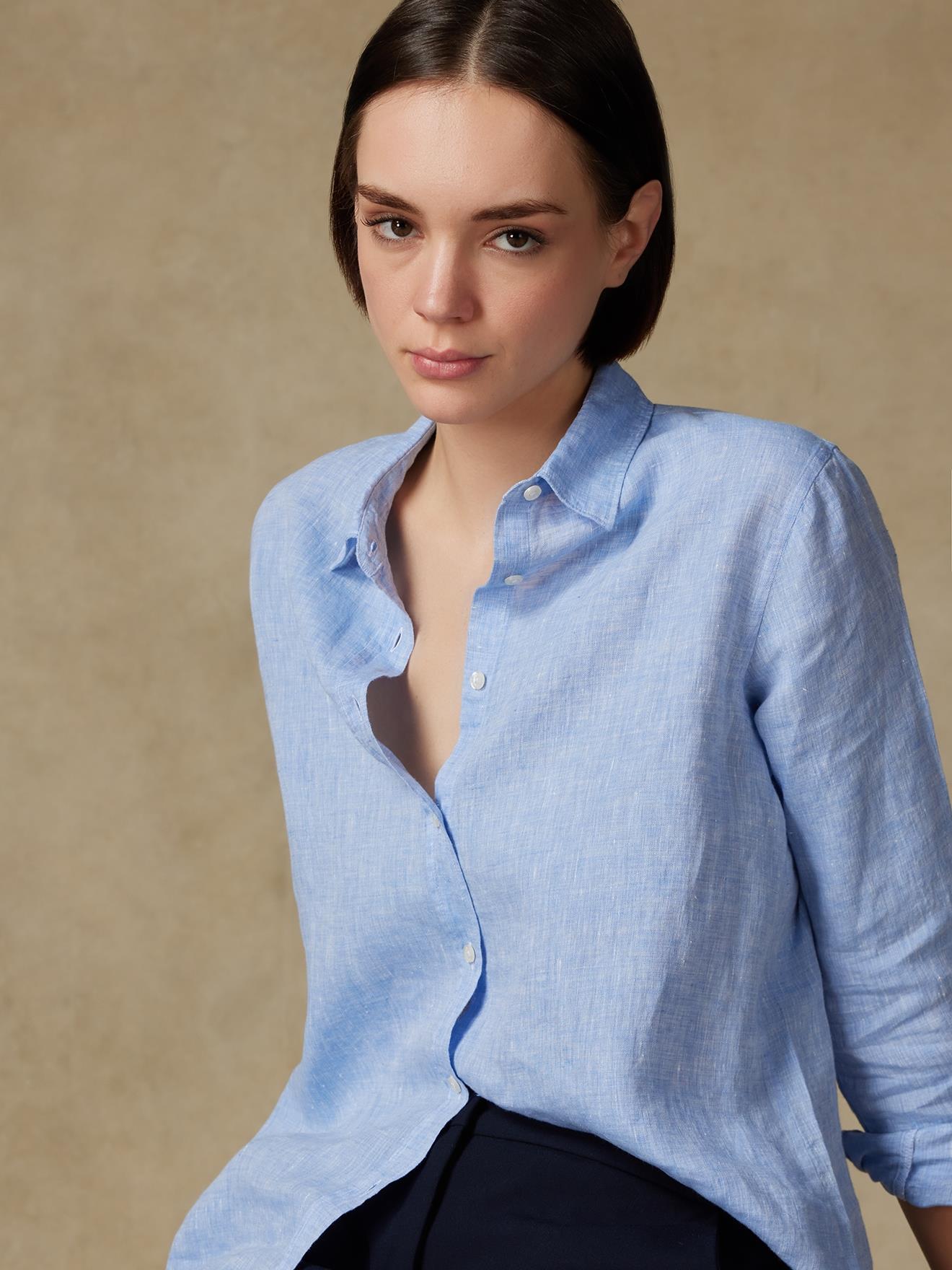 Chemise Justine en lin ciel