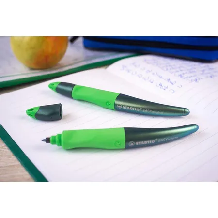 Ergonomischer Tintenroller für Rechtshänder - STABILO EASYoriginal Holograph Edition in grün -Einzelstift - Schreibfarbe blau (löschbar) - inklusive Patrone