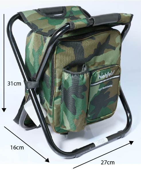highfeld® Sitzrucksack Ansitzrucksack mit Hocker camouflage Campinghocker Angelhocker Falthocker