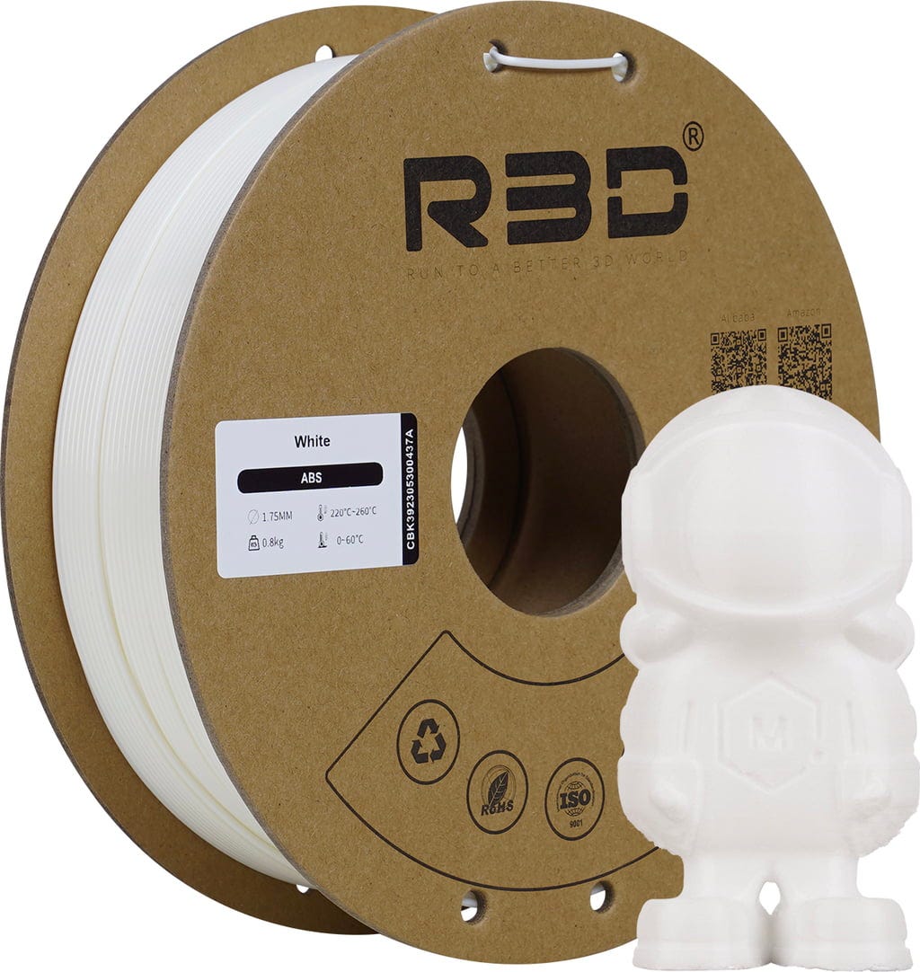 R3D  ABS White, 1,75 mm / 800 g    Langlebiges Filament mit guten mechanischen Eigenschaften