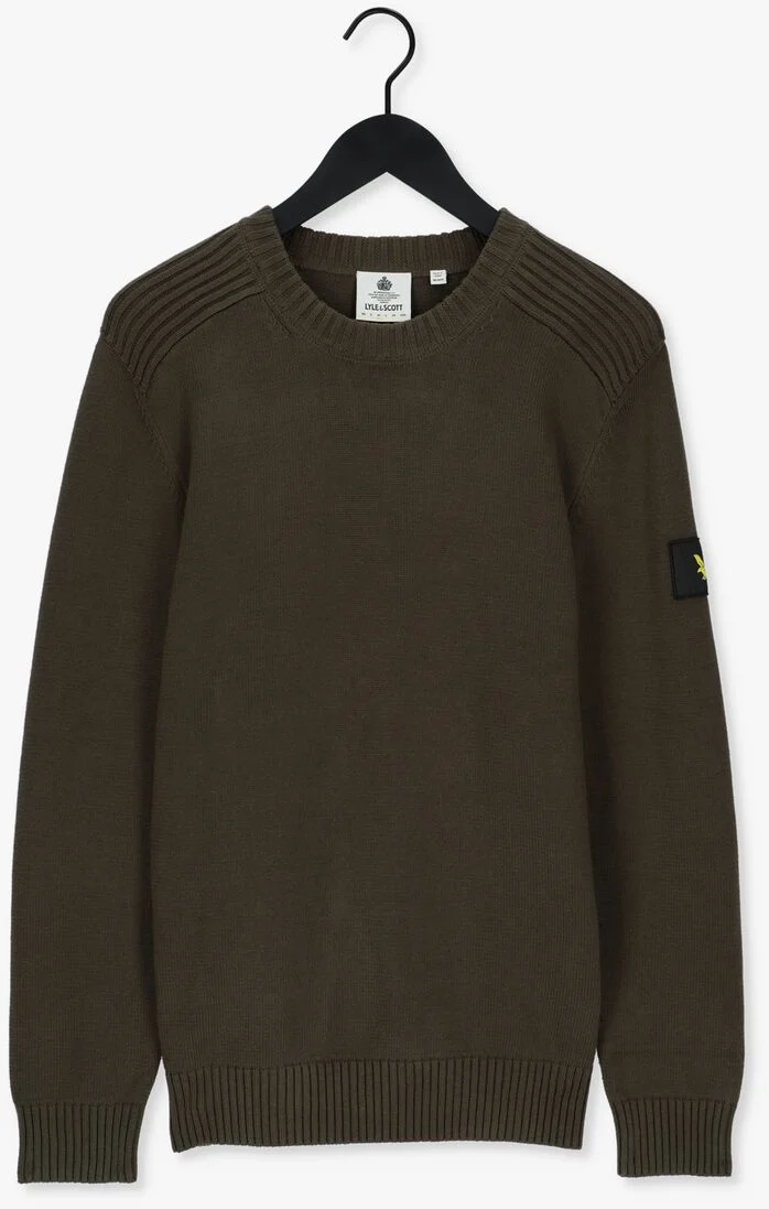 LYLE & SCOTT groene lyle & scott trui shoulder detail crew neck knit