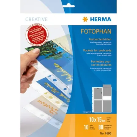 HERMA Postkartenhüllen, transparent, 10 Stück
