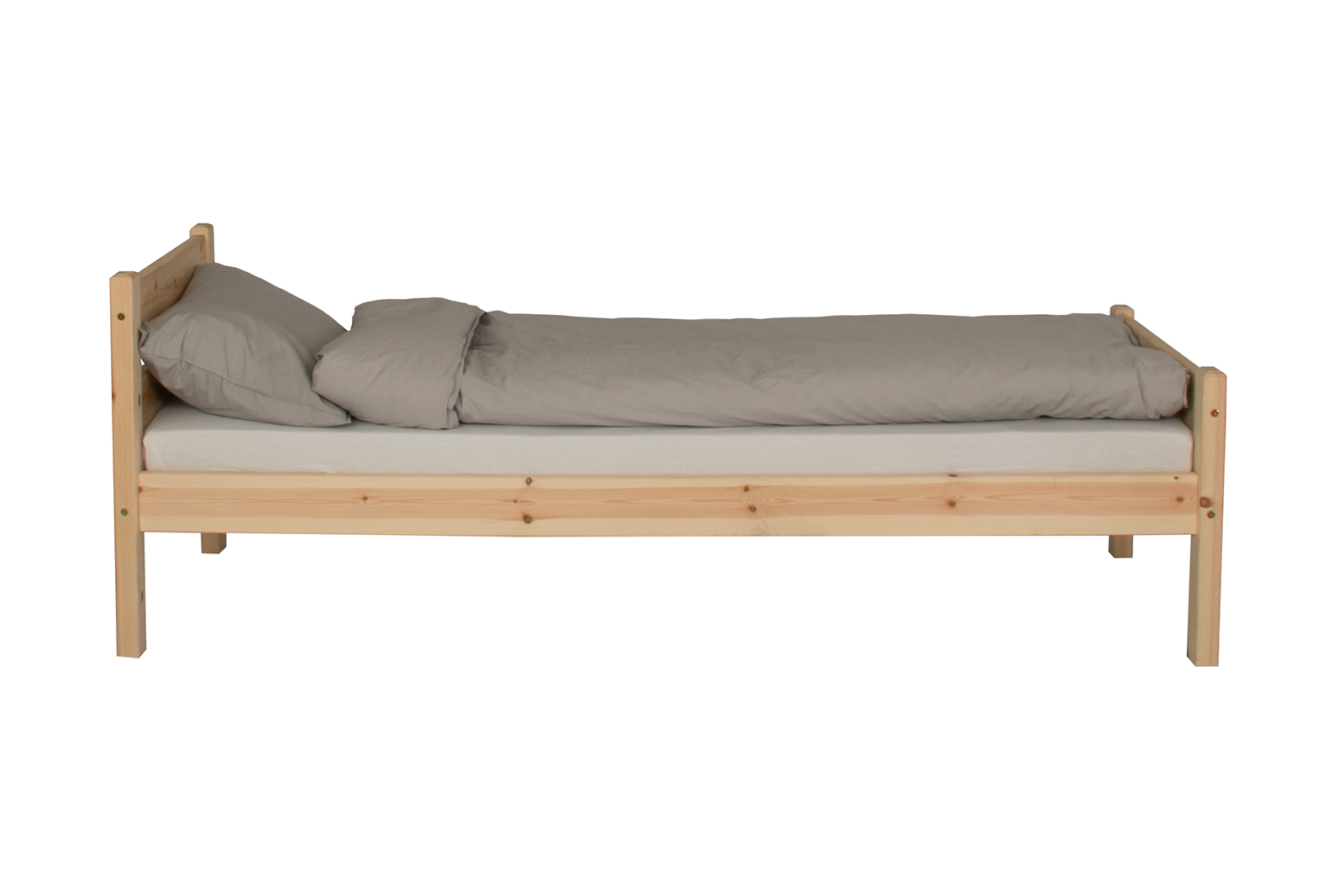 Grimstad enkeltseng 75x200 cm. Ubehandlet furu. Sengebunn og madrasser selges separat.