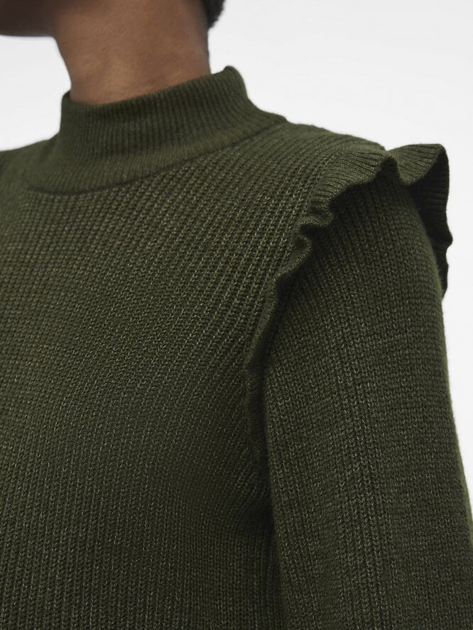 Object OBJMALENA L/S RUFFLE KNIT DRESS NOO Duffel bag/melange