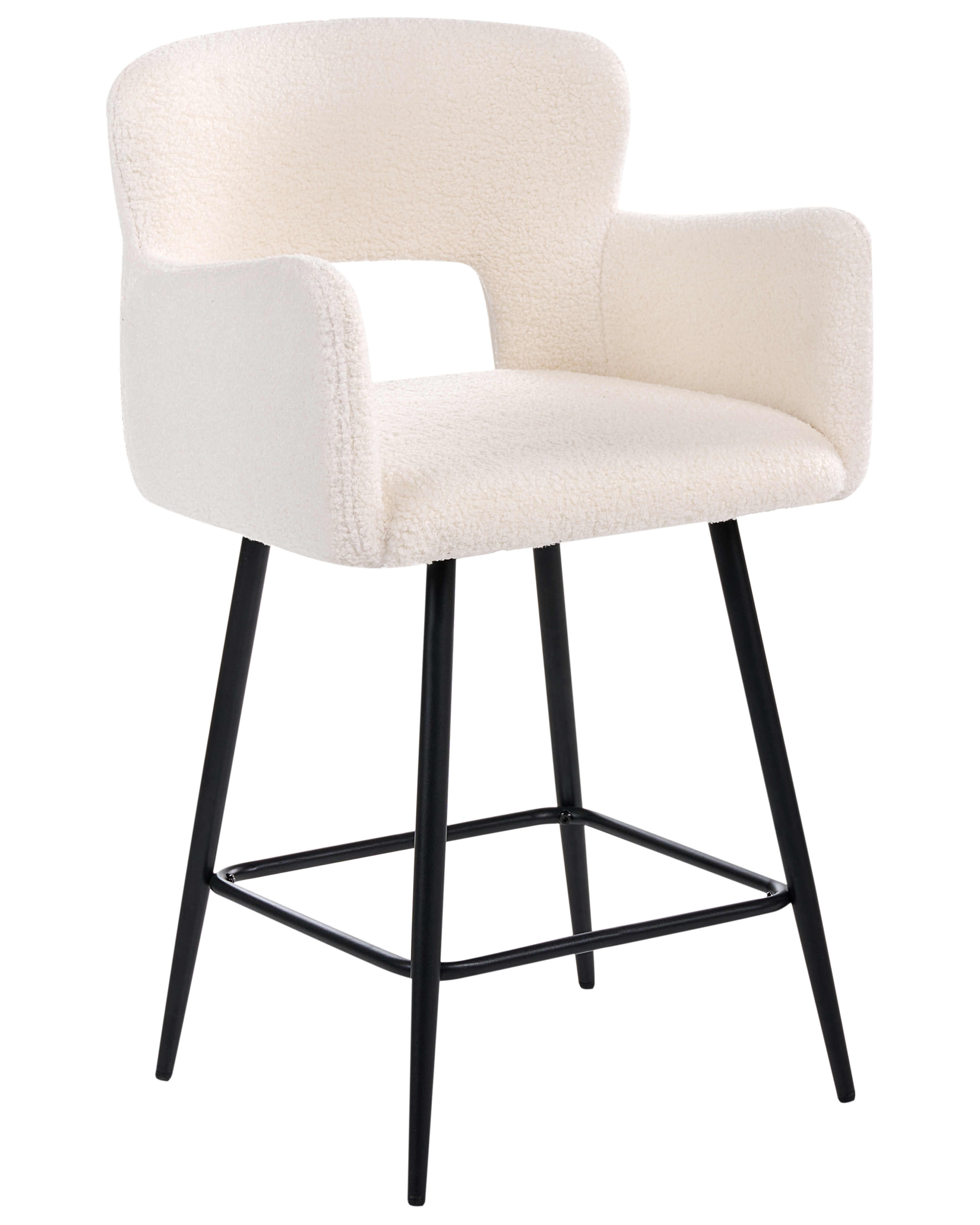 Set van 2 barstoelen SANILAC Bouclé Gebroken wit