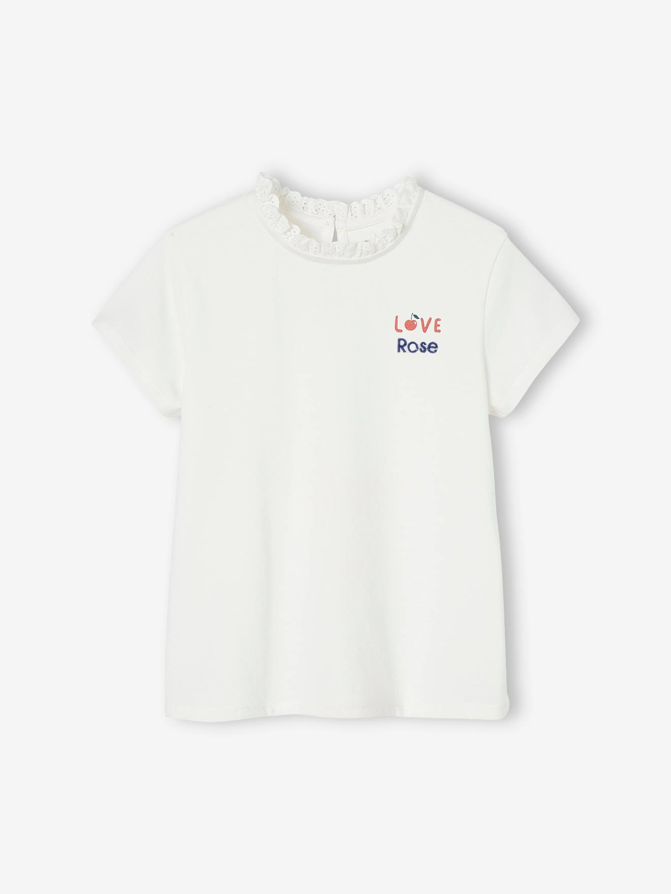 Camiseta azul-marinho de manga curta personalizável com gola para meninas