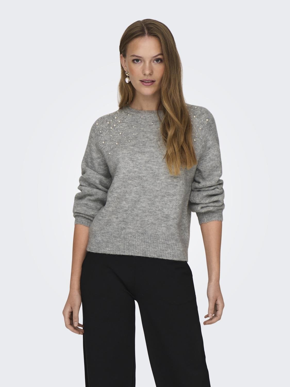 JDYPEARL Strickpullover Light Grey Melange