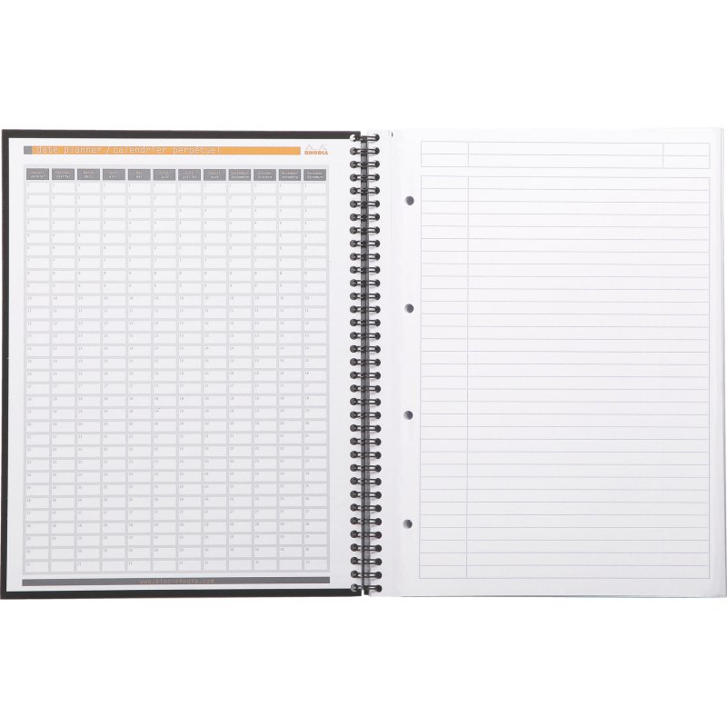 Cahier spirale Rhodia Notebook 22,5 x 29,7 cm ligné avec marge et cadre en-tête - 80 feuilles