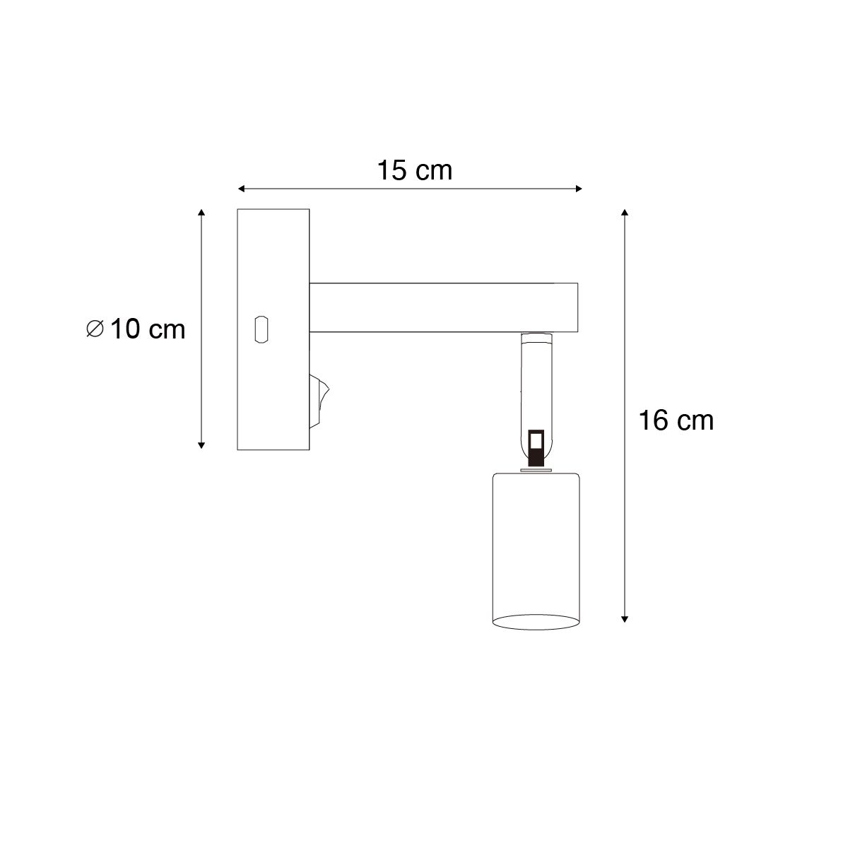 Moderne wandlamp zwart met USB-C kantelbaar - Rex