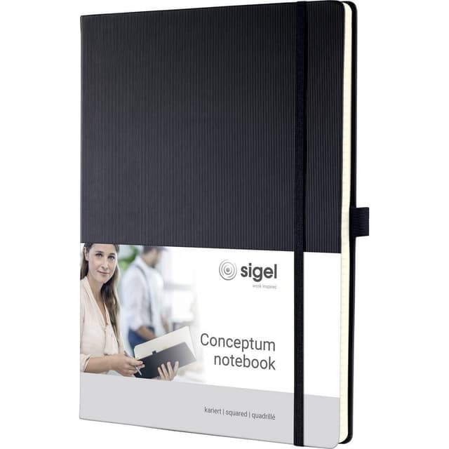 Sigel CONCEPTUM® CO111 Notesbog karieret Sort Antal