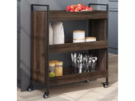 Chariot de cuisine chêne marron 70x30x82 cm bois d'ingénierie
