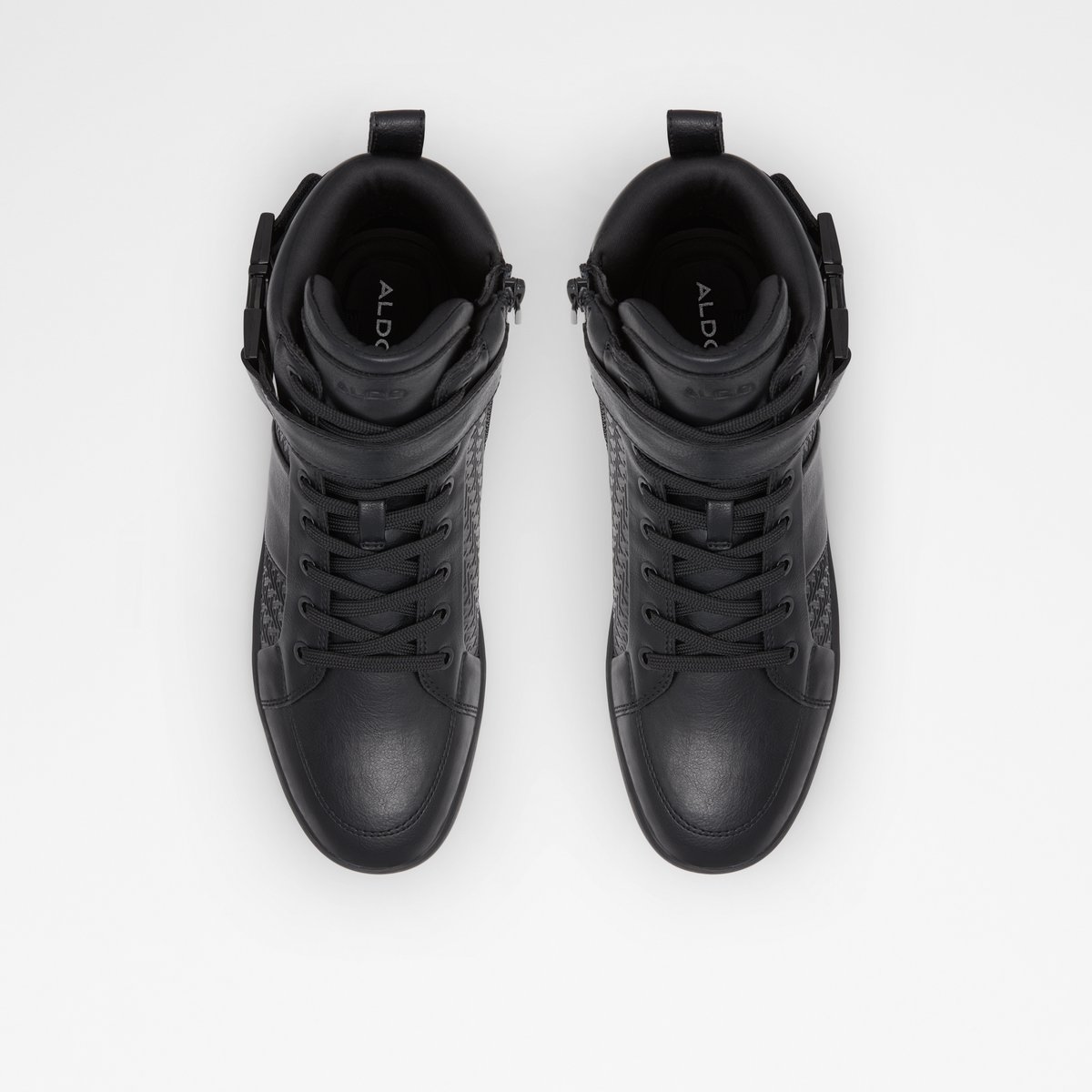 Brauerr Black Synthetic Embossed Men High top