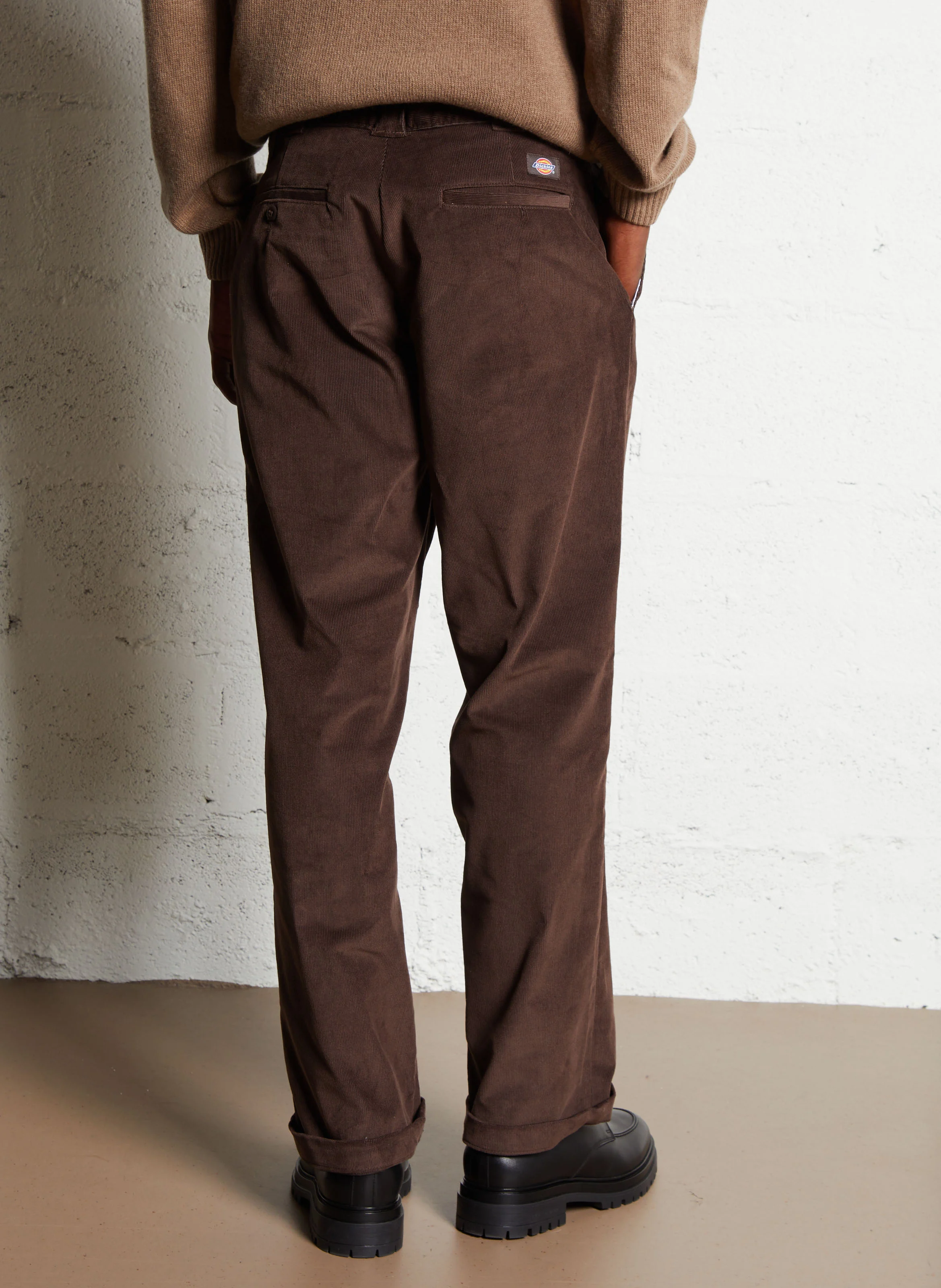 CORDUROY - Pantalon droit en coton mélangé | Marron