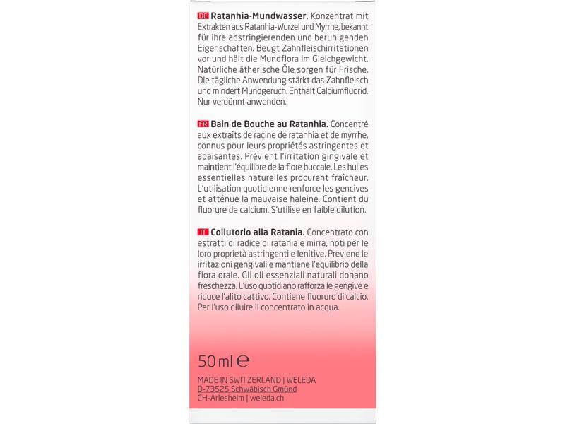 WELEDA Mundspülung Ratanhia Mundwasser 50 ml Natürliches Mundwasser hält gesund und erfrischt