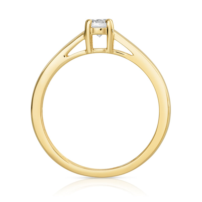 Bague solitaire or 750 jaune diamant 30/100e de carat