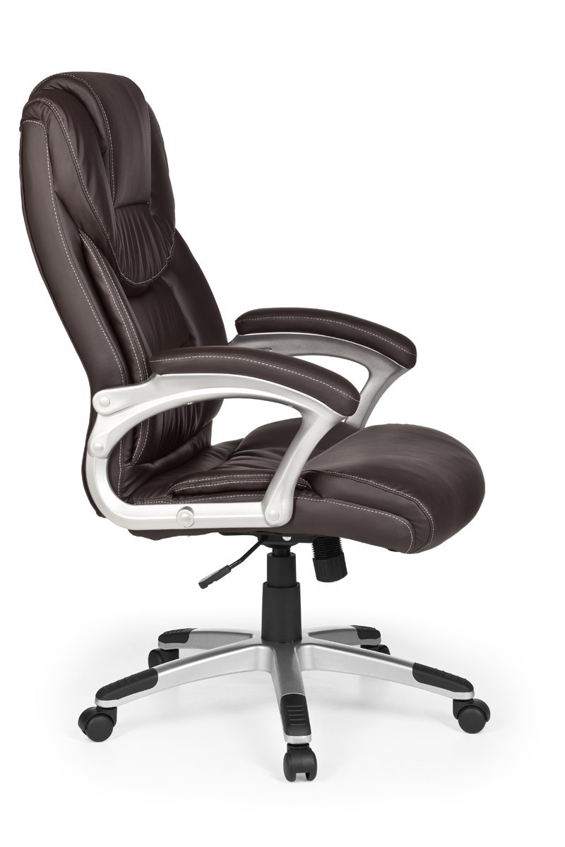 Chefsessel - braun-schwarz - Lederoptik - mit Armlehnen