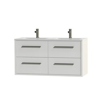 Tiger Boston badkamermeubel 120 cm hoogglans wit met greep rvs en wastafel hoogglans wit
