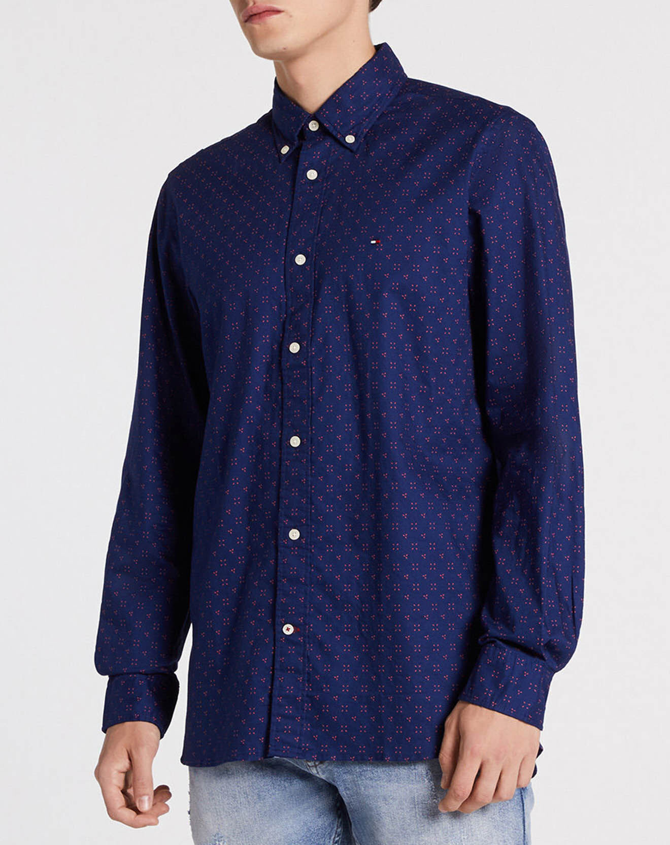 Tommy Hilfiger Chemise droite imprimée Géométrique bleu marine