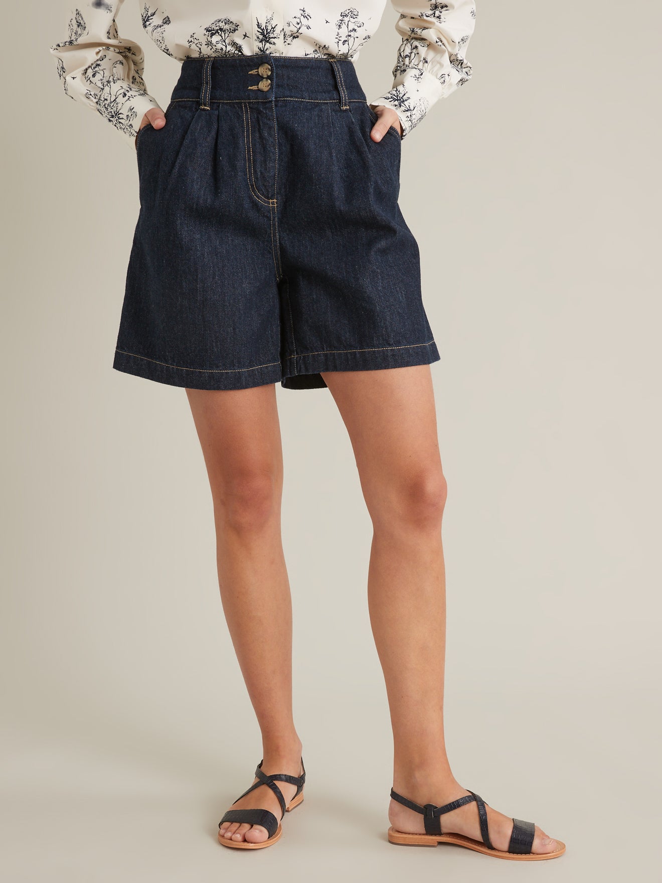 Short denim brut femme coton et chanvre