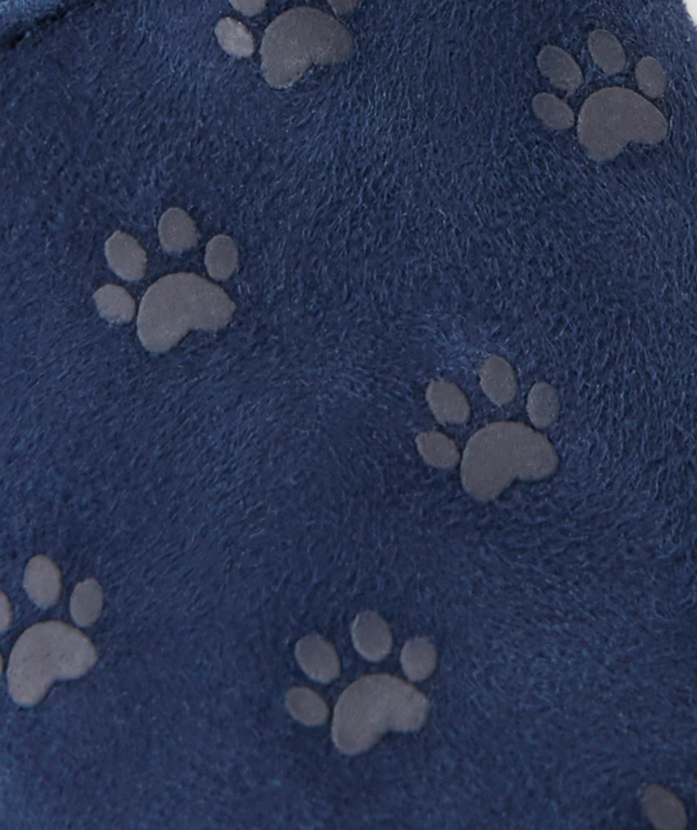 CHAUSSONS EN CUIR BÉBÉ GARÇON BLEU MARINE AVEC MOTIFS PATTES