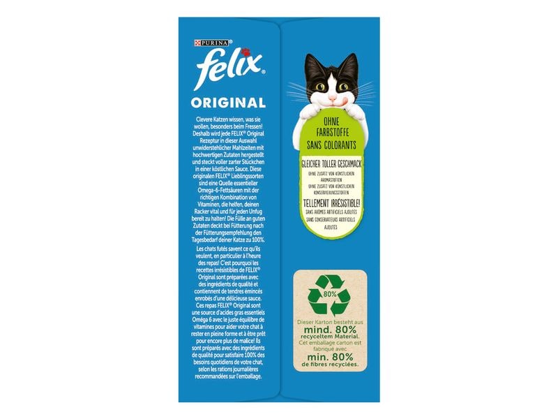 Felix Nassfutter Fleisch & Geflügel in Sauce, 12 x 85g Alleinfuttermittel für Katzen