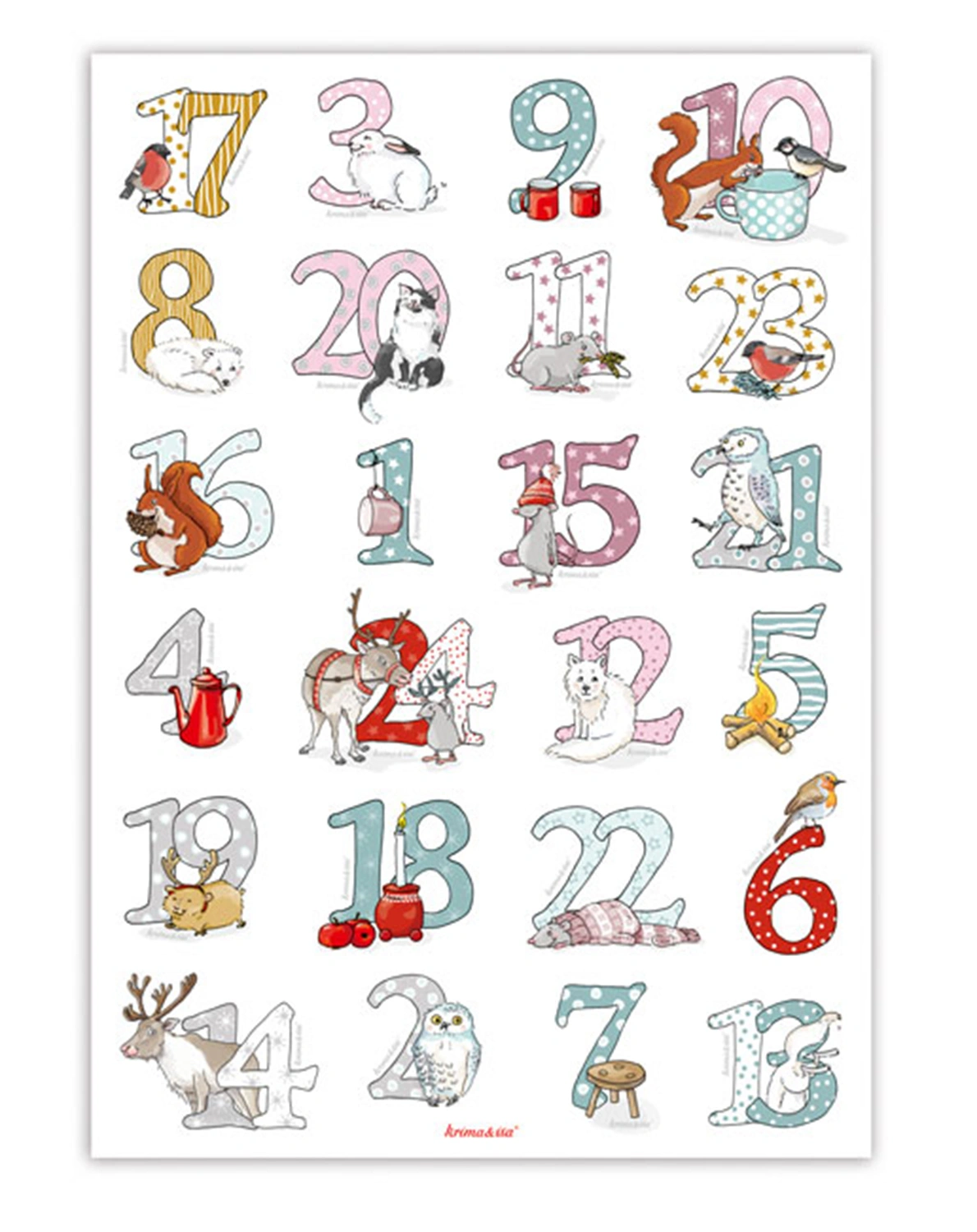 Bügelbild-Adventskalender SCHNEETIERE
