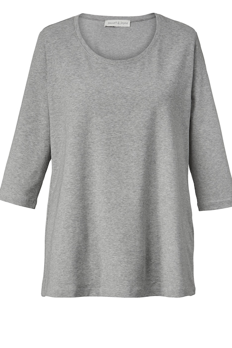 Basic T-Shirt, Rundhals, 3/4-Ärmel