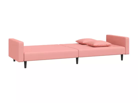 Canapé-lit à 2 places avec deux oreillers Rose Velours