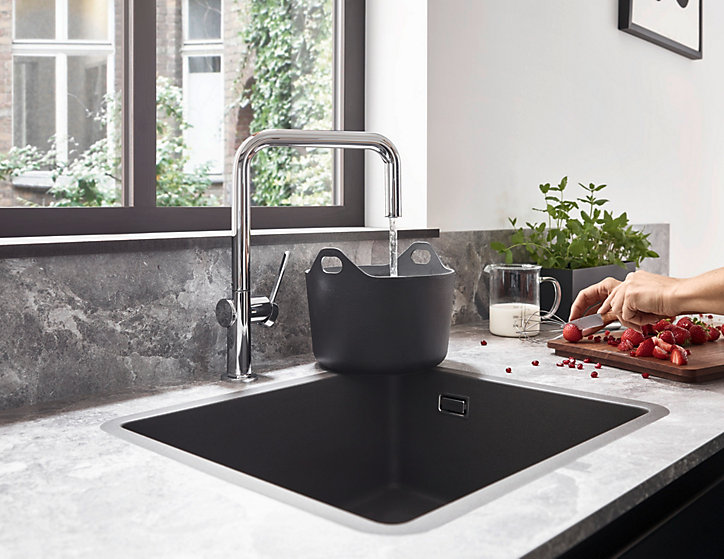 Mitigeur de cuisine chromé Hansgrohe Talis M54 bec carré