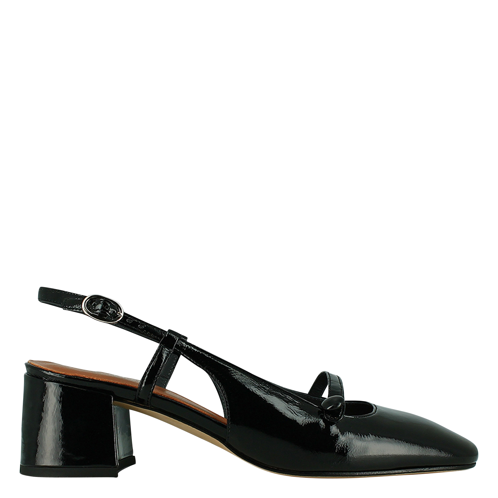 DARIO - Babies slingback à talons en cuir verni | Noir