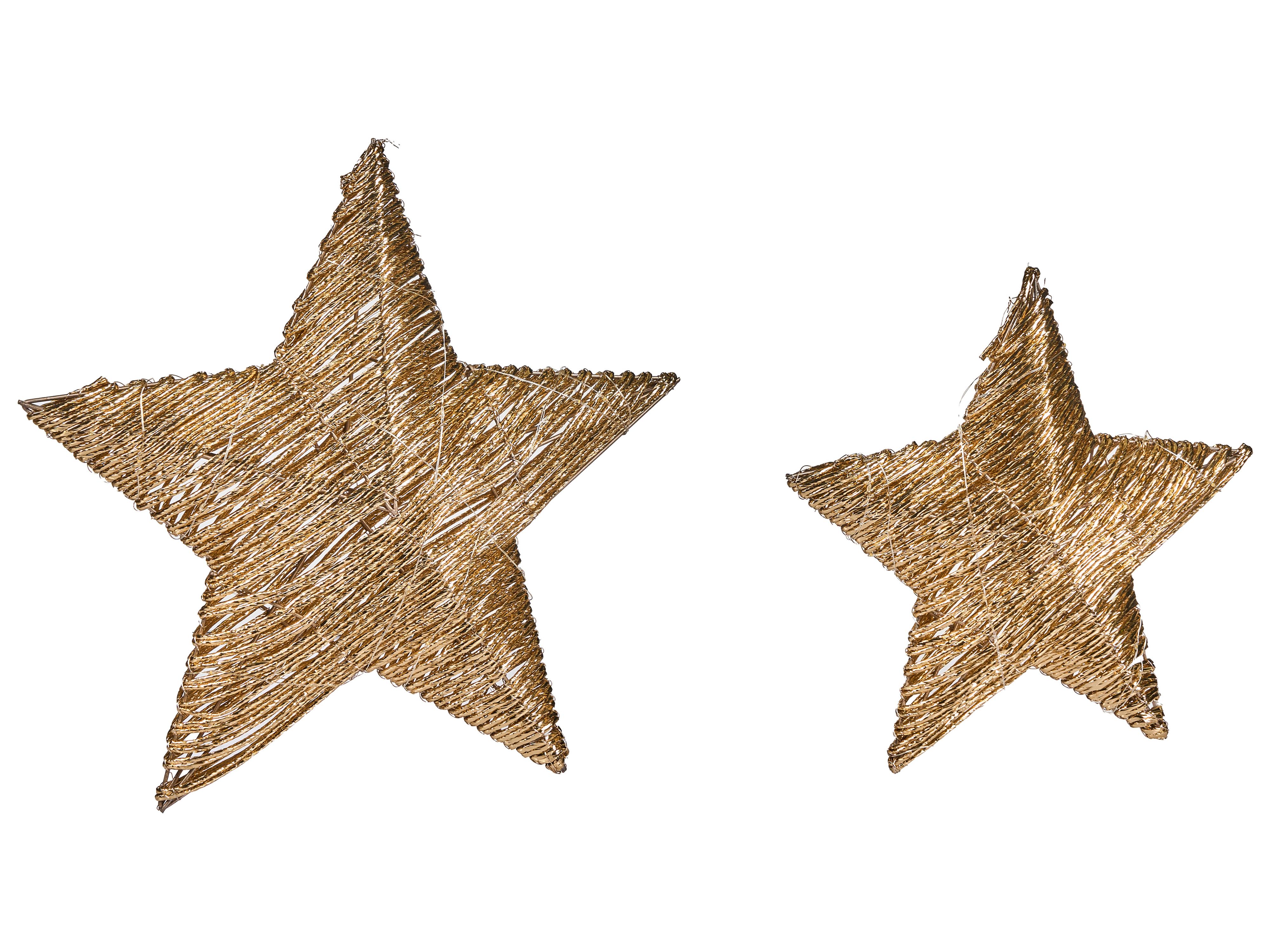 Set van 2 kerstdecoraties LED HAMPEN Ster 24/30 cm Goud