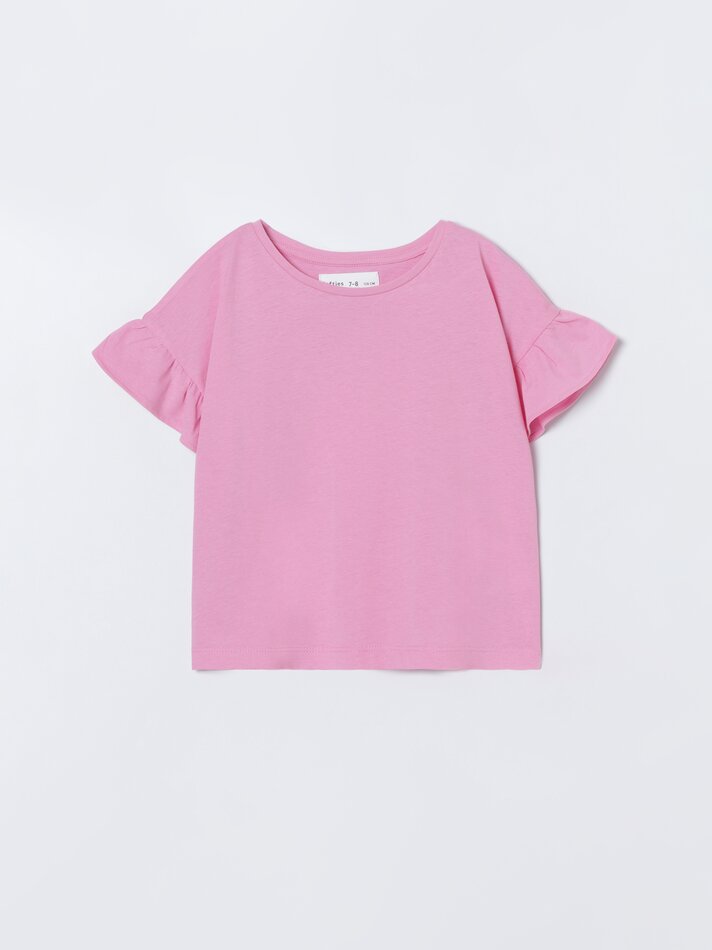 Camiseta com babados - Rosa Médio