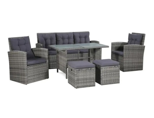 LES TENDANCES - Salon extérieur Salon de jardin-gris-3 places-160x62x87-124815
