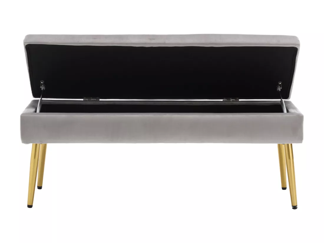 Banc de rangement, 111x35x44.5cm, pieds en métal doré pour salon, à l'entrée, à la chambre à coucher, en velours vert