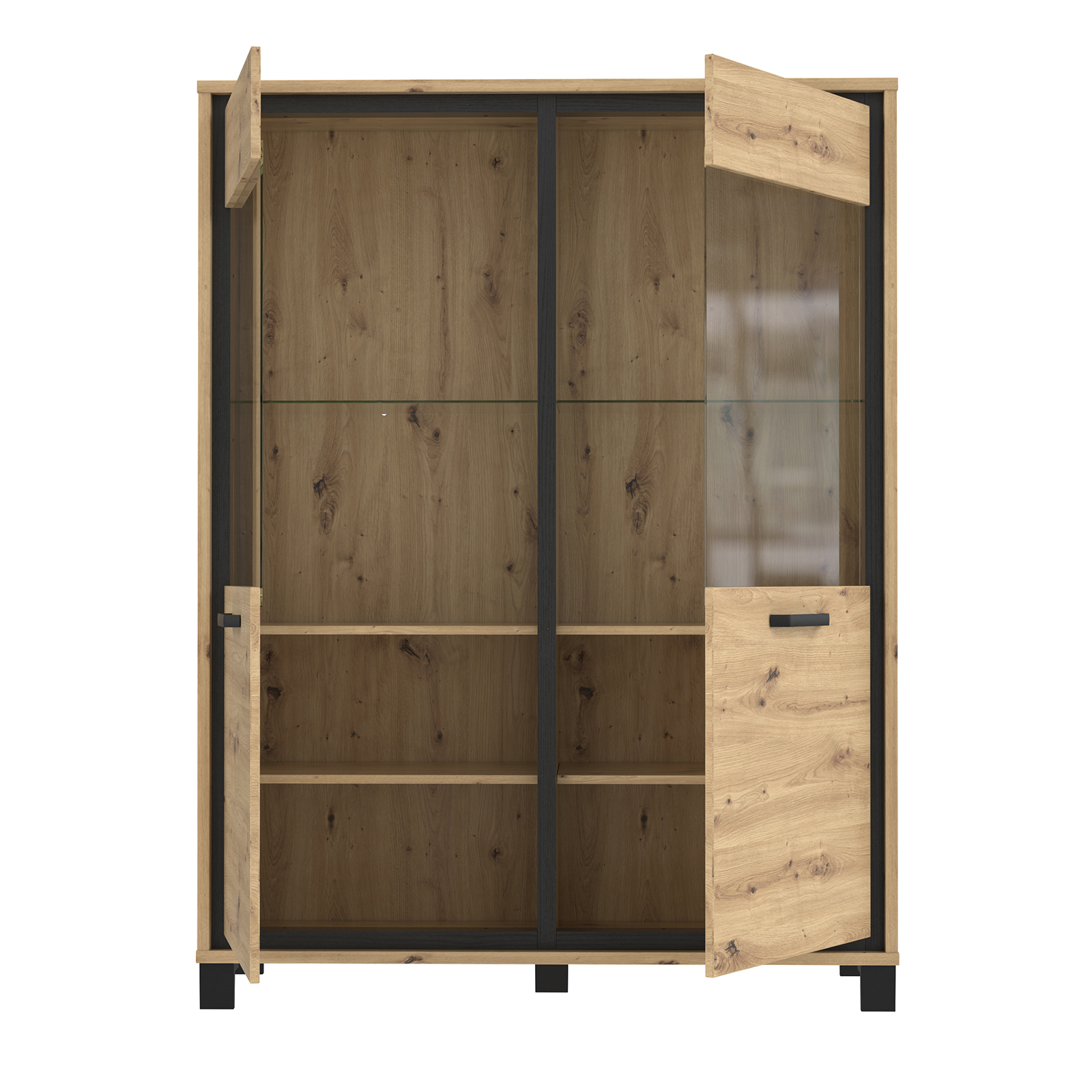 Highboardvitrine - Artisan Eiche-Schwarzeiche - 121 cm