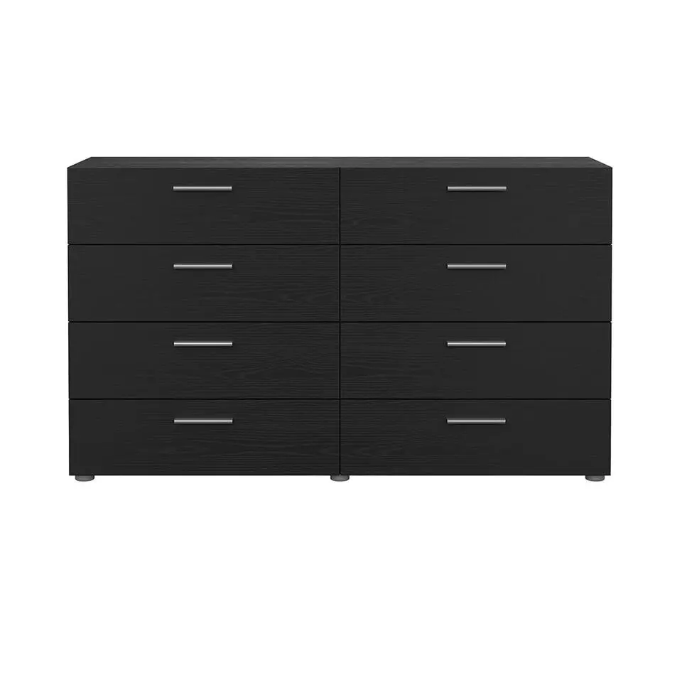 Hioshop Pepe kommode 8 lades zwarte structuur