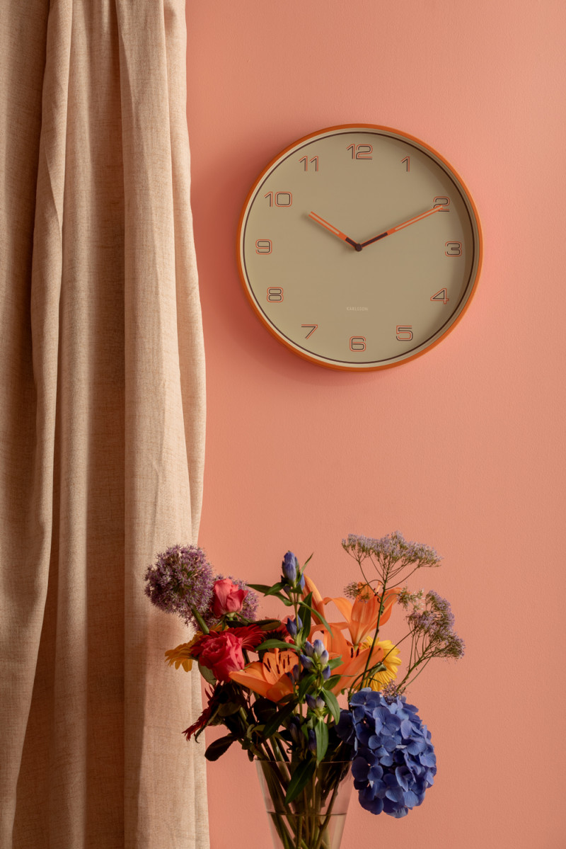 Wall Clock Lined Numbers KA6013BB Bright blue