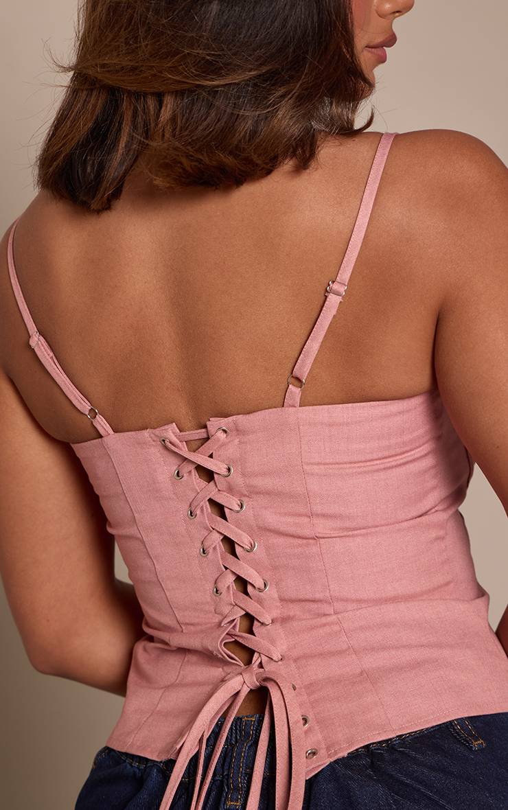 Rose Haut Corset Shape À Laçage Au Dos