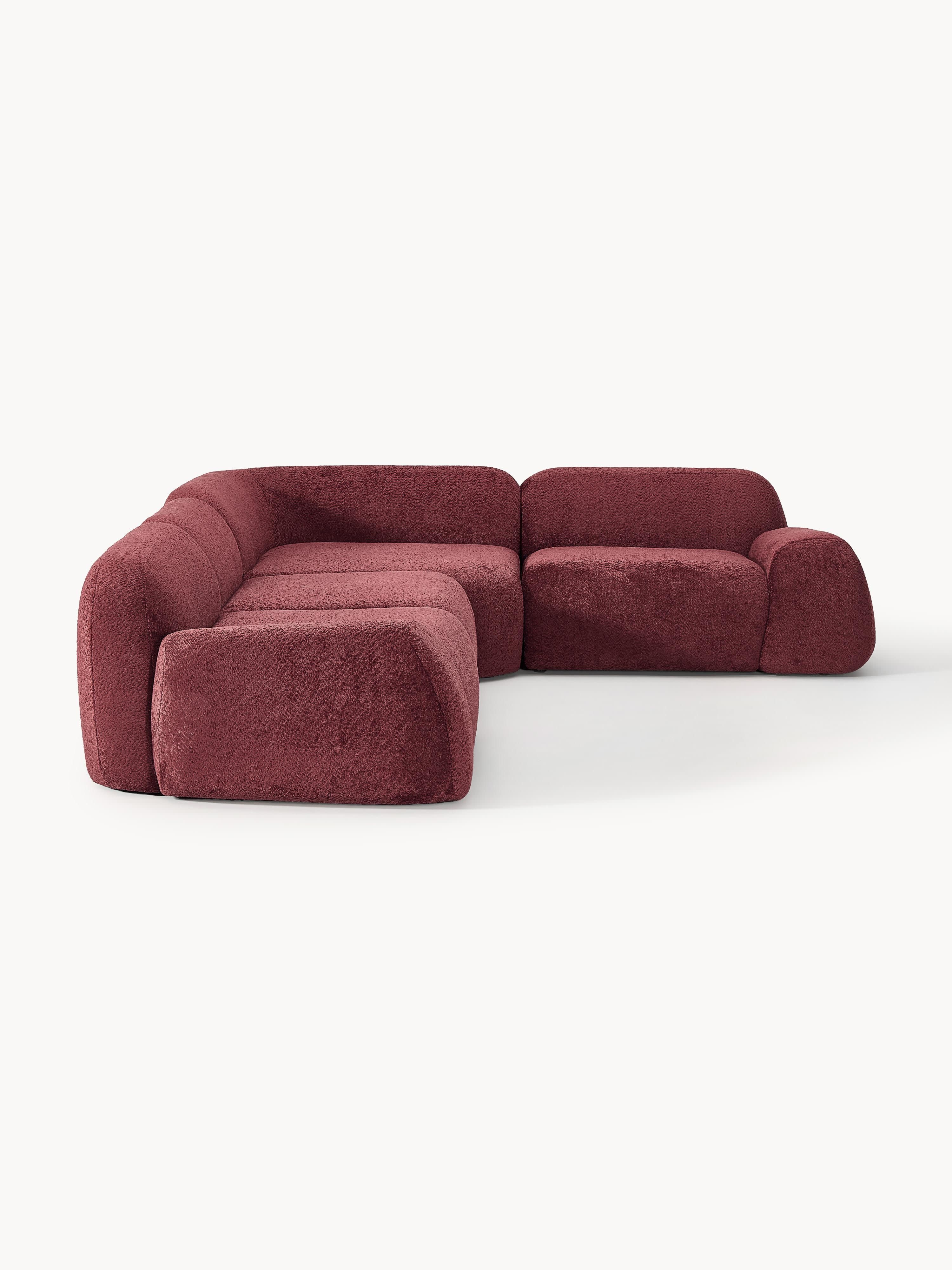 Modulaire hoekbank Wolke (4-zits) van teddy-bouclé