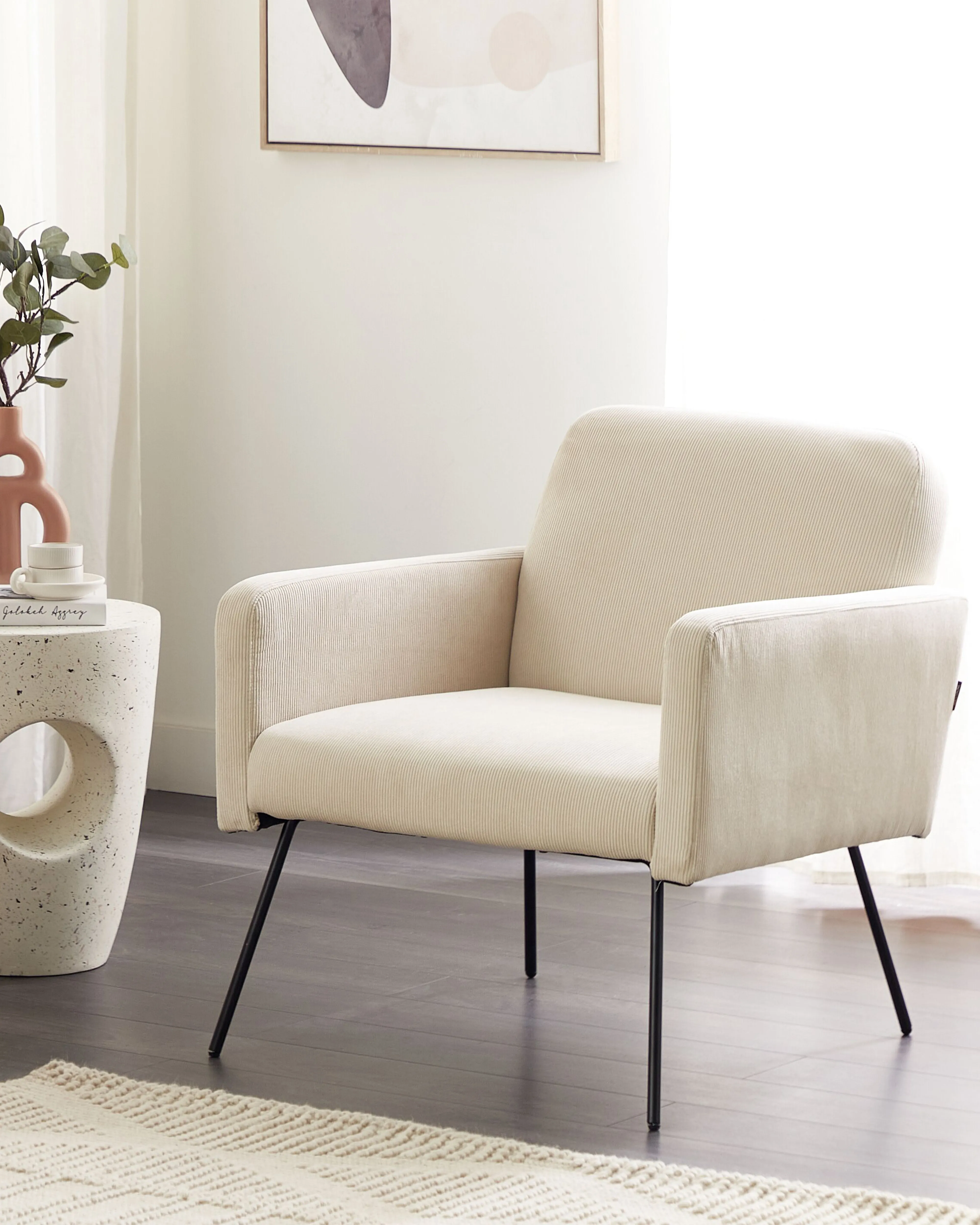 Fauteuil NARKEN Corduroy Lichtbeige
