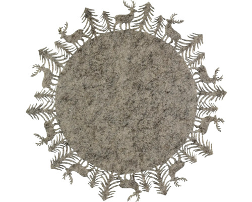 Kerstdecoratie placemat vilt Ø 35 cm beige