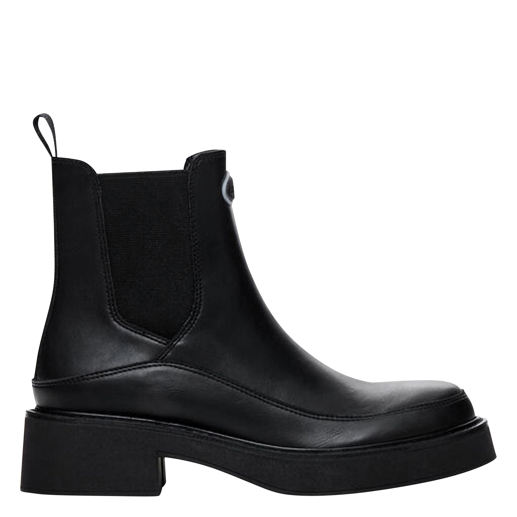 Bottines à petit talon effet cuir | Noir