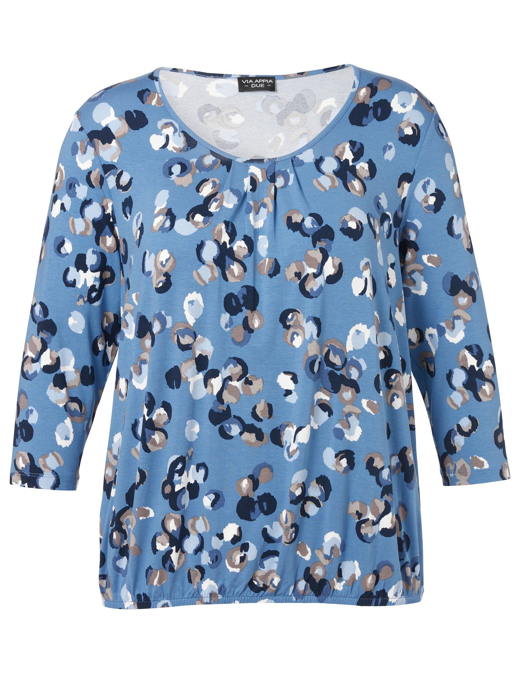 Shirt mit floralem Print und Falten am Ausschnitt